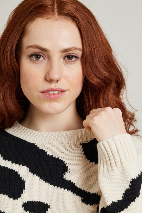 Maglia in cotone con intarsio