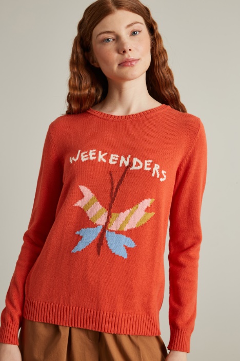 Maglia girocollo con intarsio