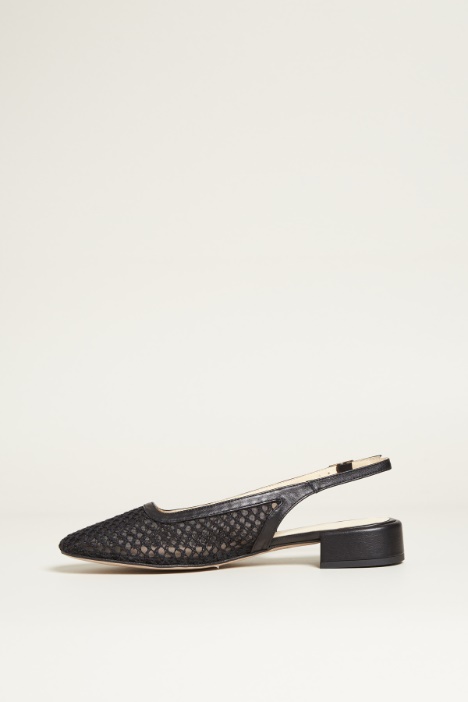 Slingback in tessuto lavorato