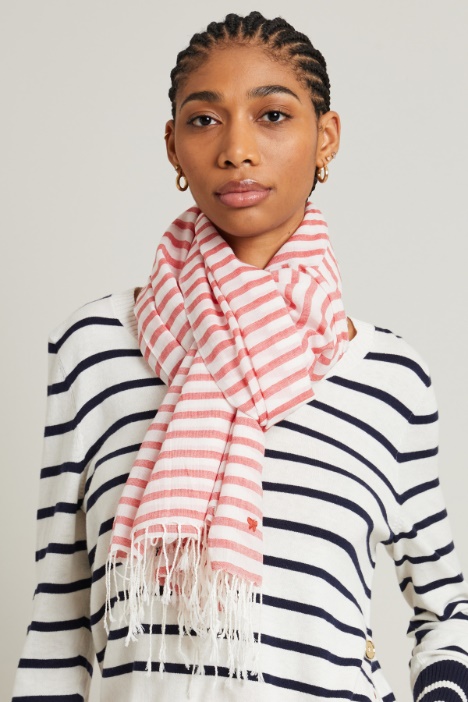 Stola a righe con frange