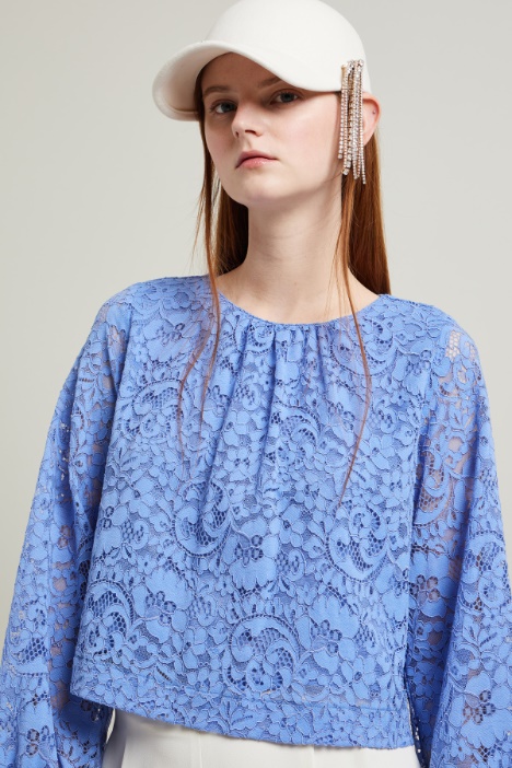 Blusa in jersey pizzo