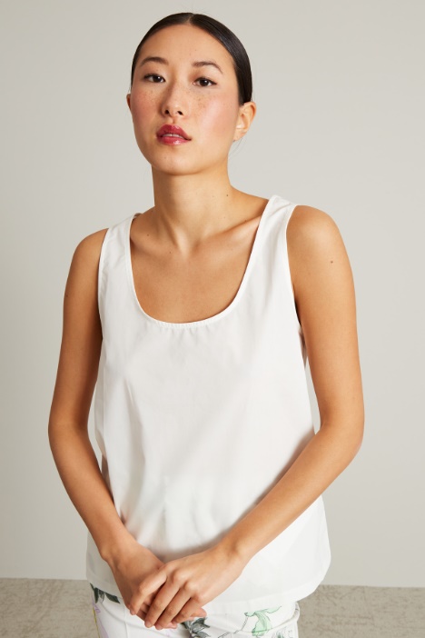 Bi-material cotton  tank top Intrend