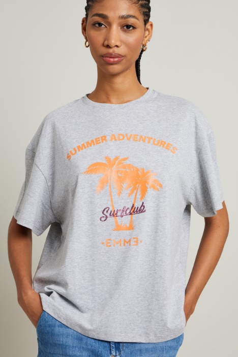 T-shirt over con stampa