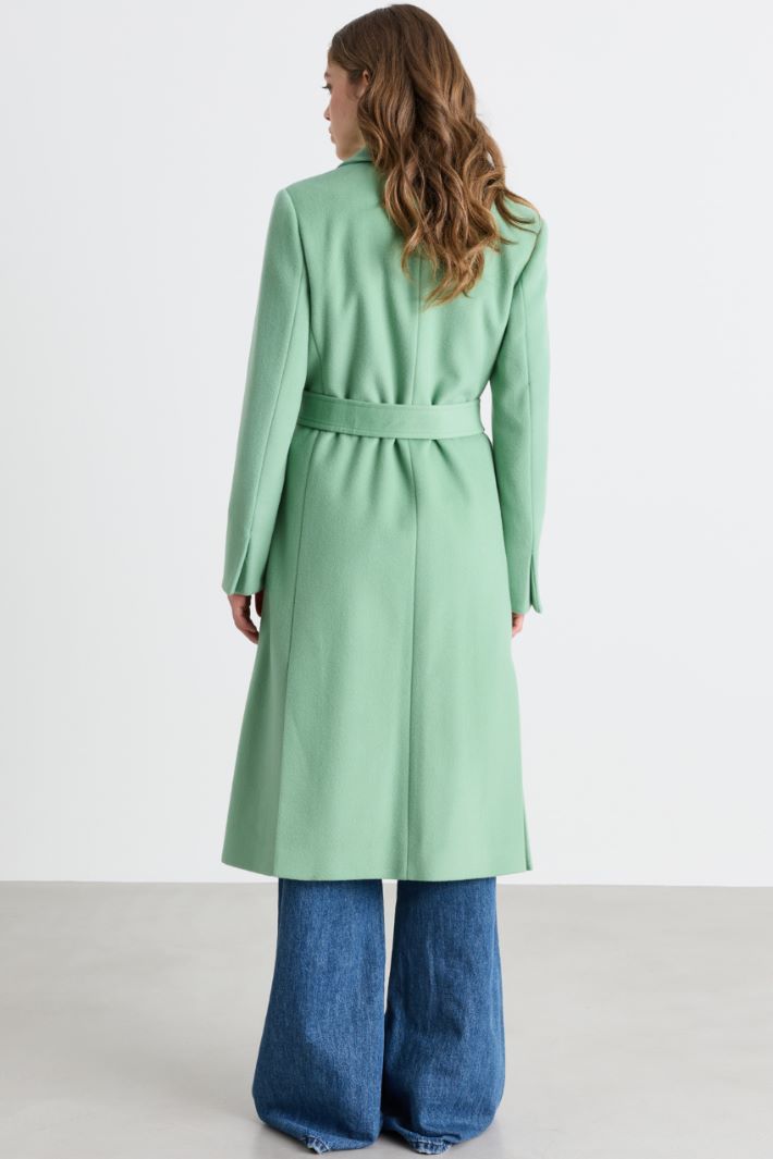 Cappotto a vestaglia in drap con cintura Intrend - 4