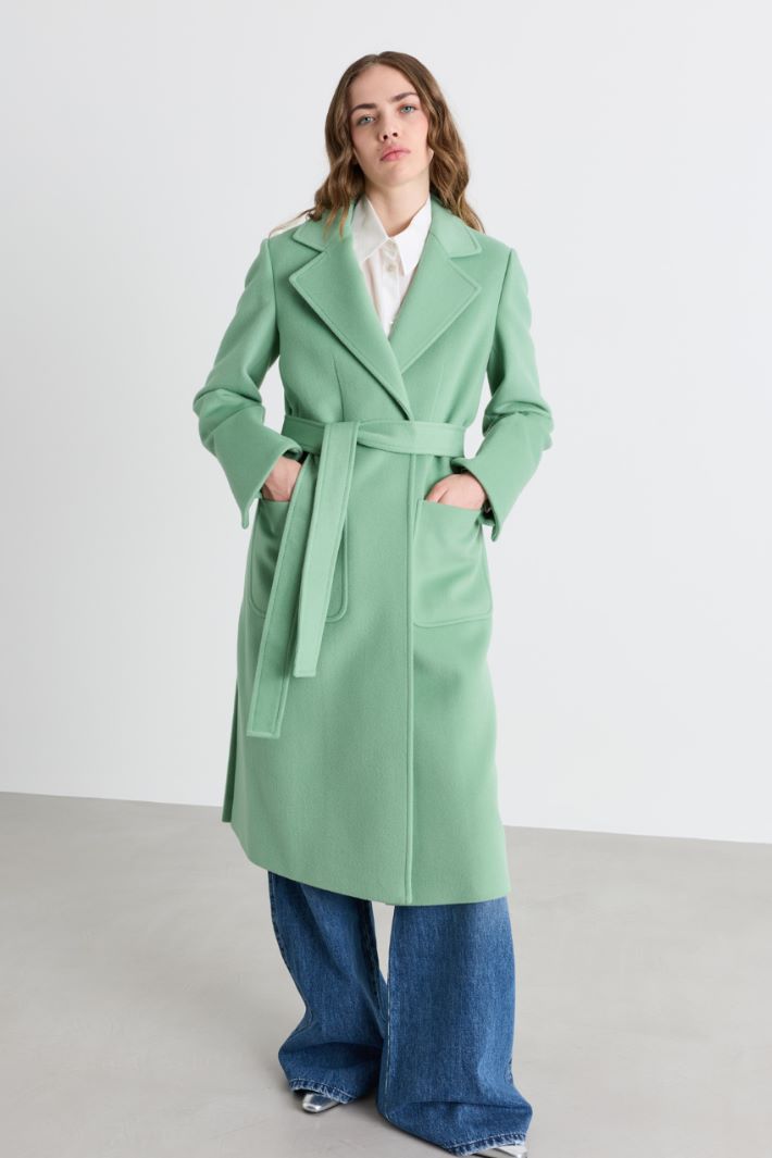 Cappotto a vestaglia in drap con cintura Intrend - 2