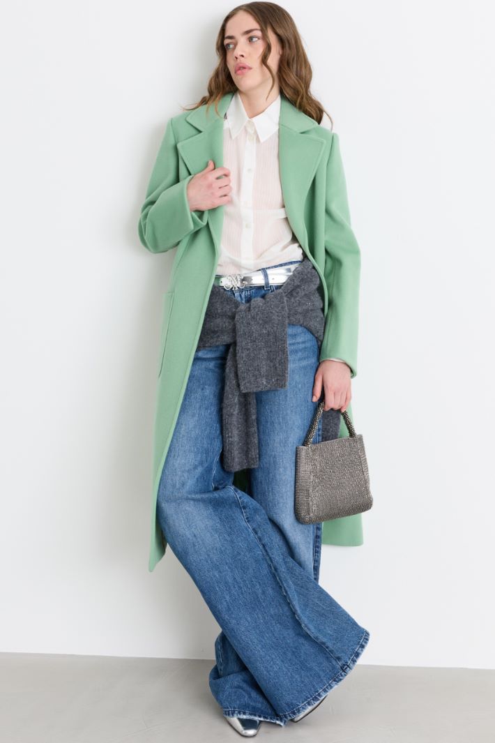 Cappotto a vestaglia in drap con cintura Intrend