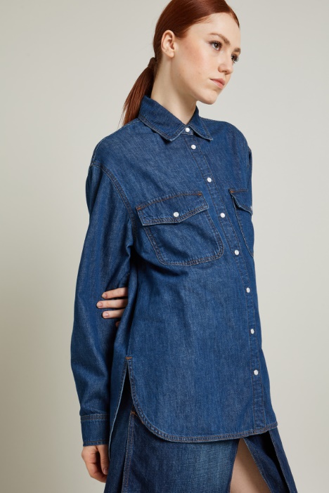 Camicia asimmetrica in denim