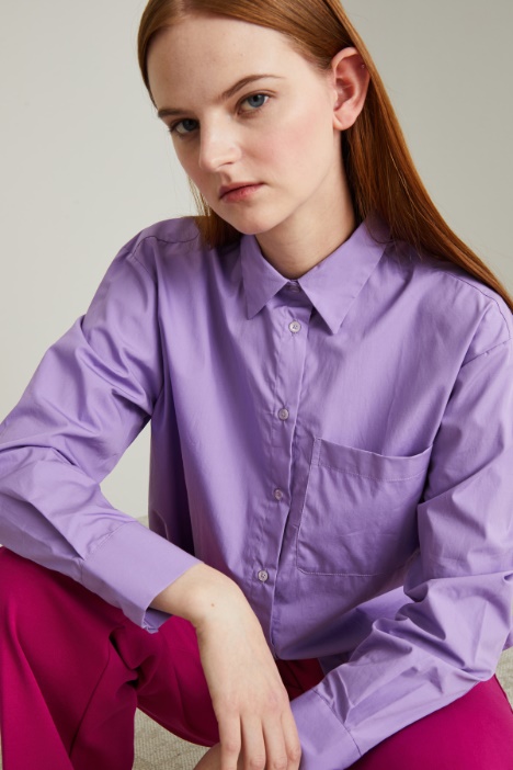 Camicia in popeline tinto filo