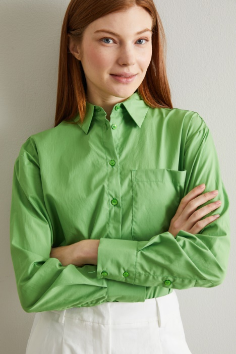 Camicia in popeline tinto filo