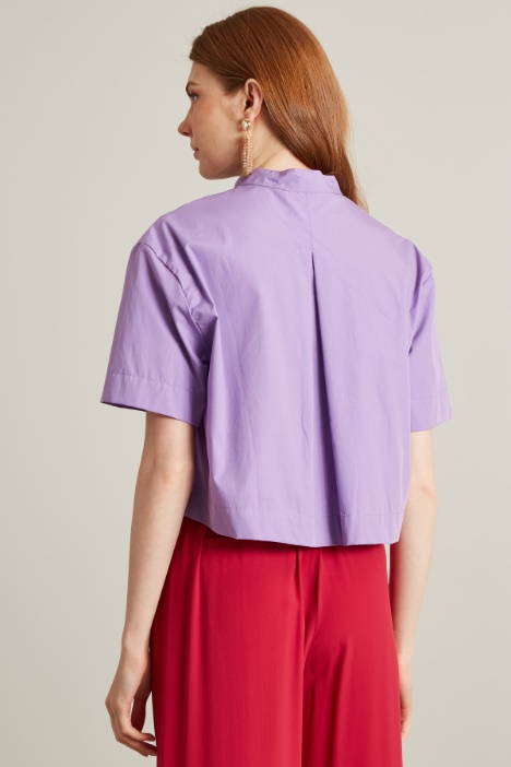 Camisa cropped de popelina