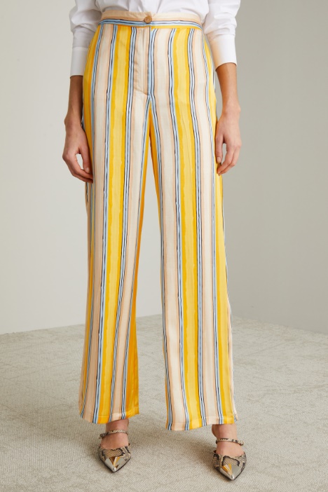 pantaloni in raso a righe
