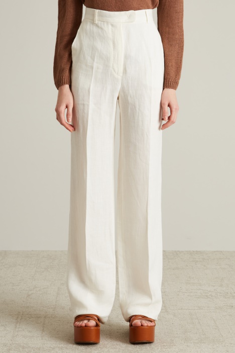 Pantaloni in batavia di lino
