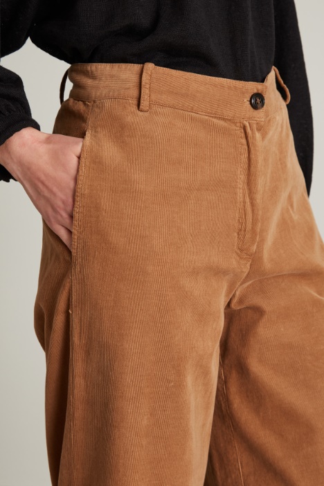 Cecil Pantaloni In Velluto A Coste Donna Neele - Modello A Vita Alta E Gamba Larga, Colore Naturale, Taglie UE