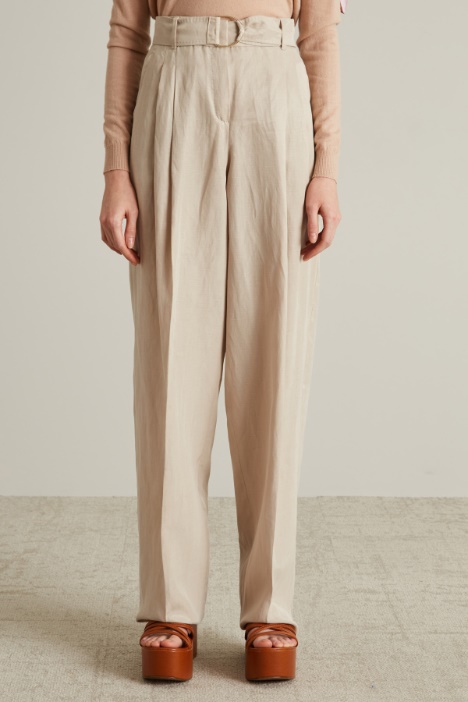 Pantaloni in lino e cotone