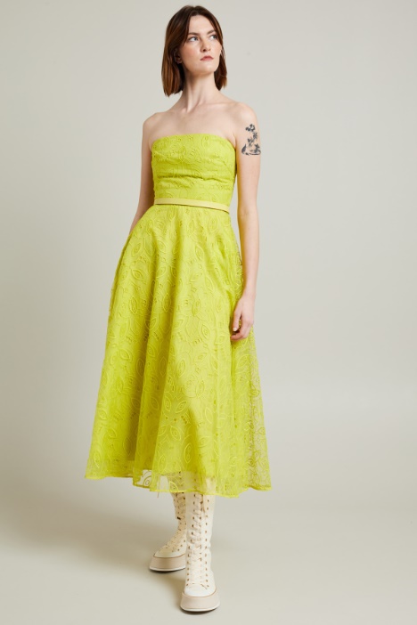 Abito bustier in organza ricamata