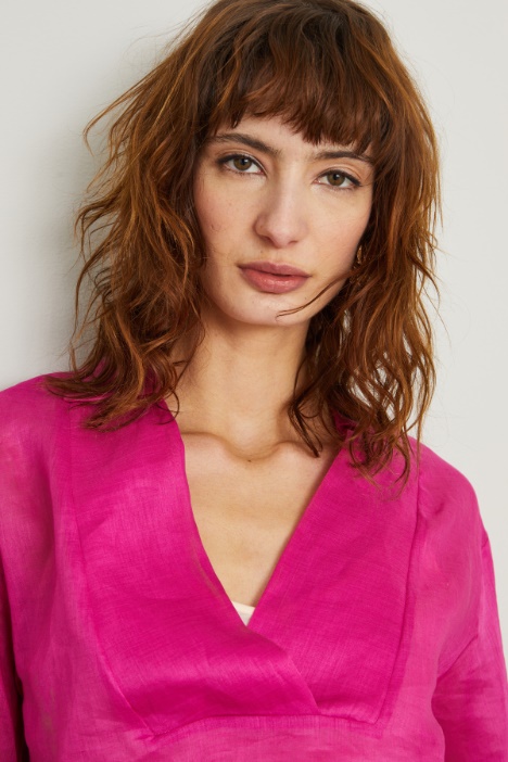 Blusa stile polo in garza