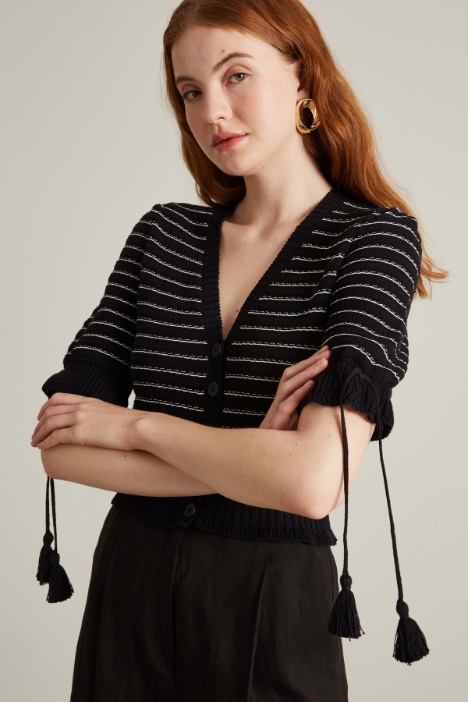 Cardigan in cotone con nappine