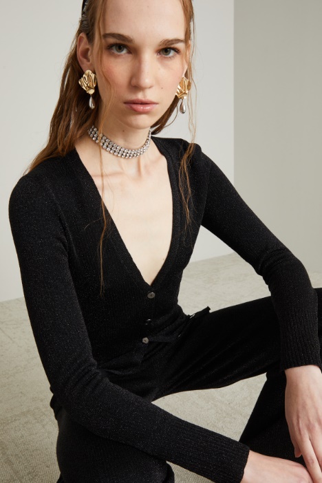 Cardigan aderente lamè
