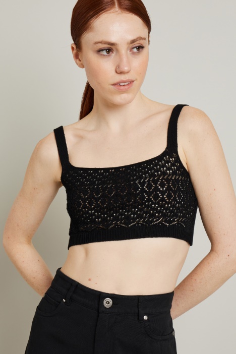 Crop top in cotone crochet