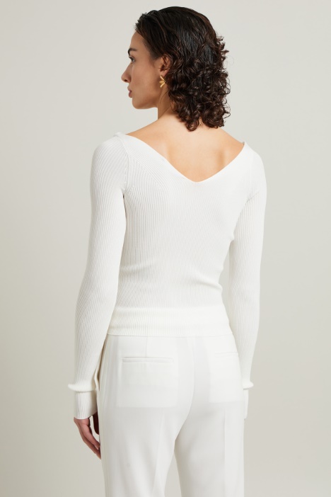 Maglia aderente a costine