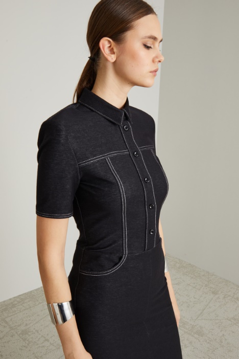 Abito chemisier effetto denim