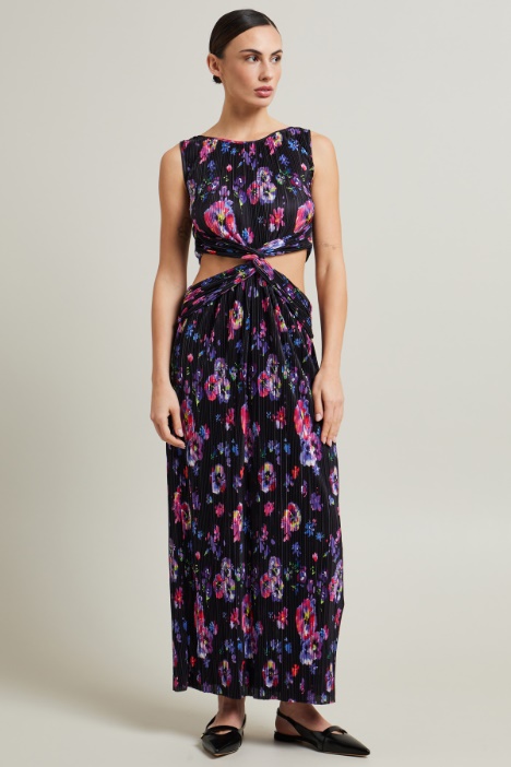 Abito cut-out in jersey plissé