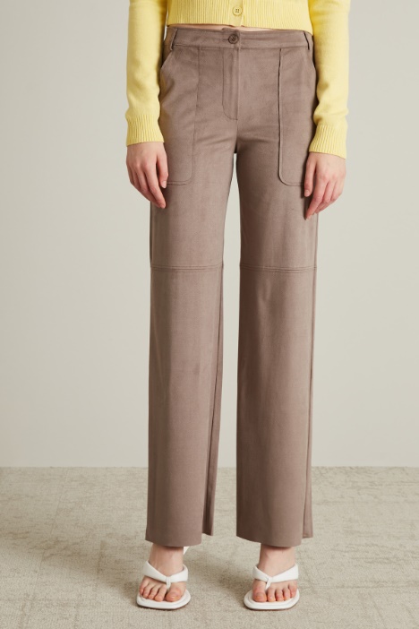 Pantaloni dritti in jersey dal finish vellutato