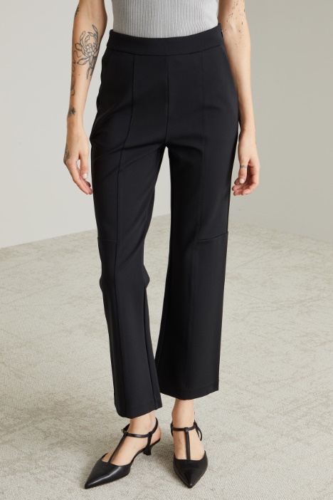 Pantaloni flare in jersey crépe