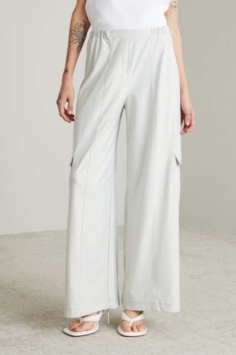 Pantalone cargo in jersey spalmato