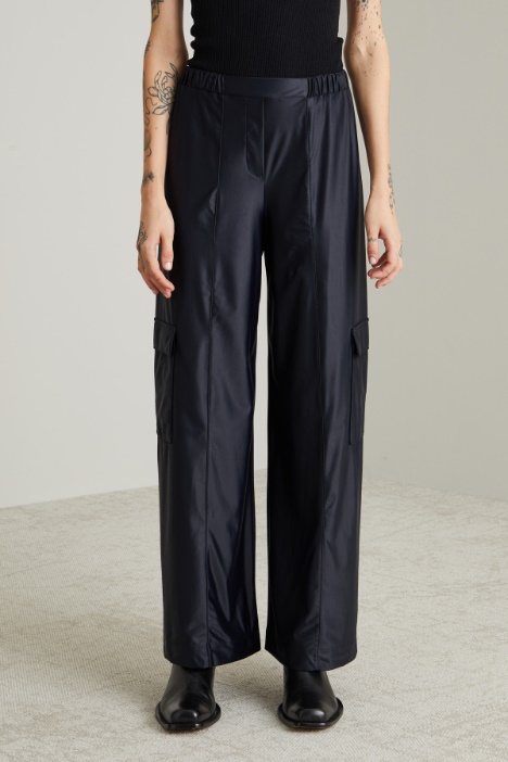 Pantalone cargo in jersey spalmato