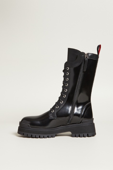 Anfibi alti in tessuto spalmato