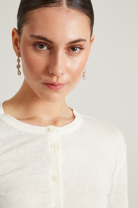 Cardigan cropped in lino