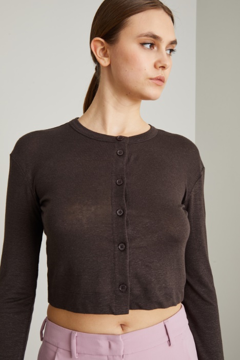 Cardigan cropped in lino