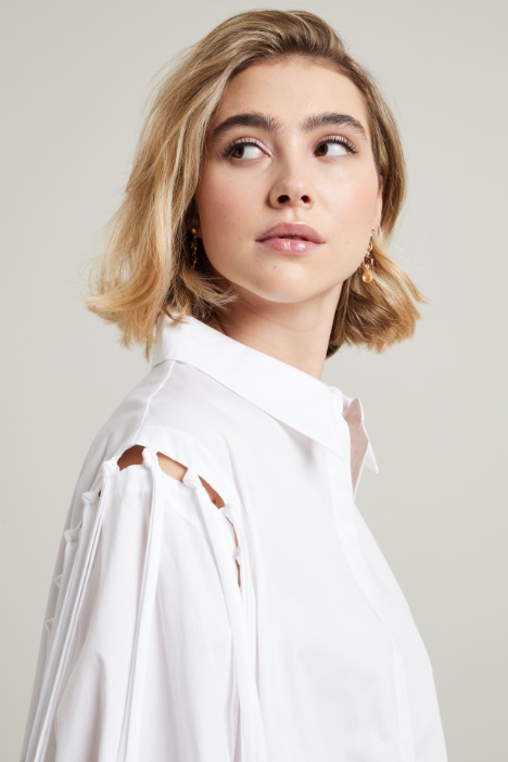 Camicia in popeline con frange