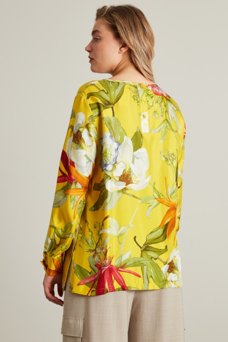 Blusa in twill di seta stampato