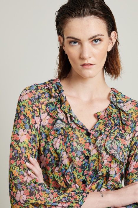 Blusa de crepé estampada
