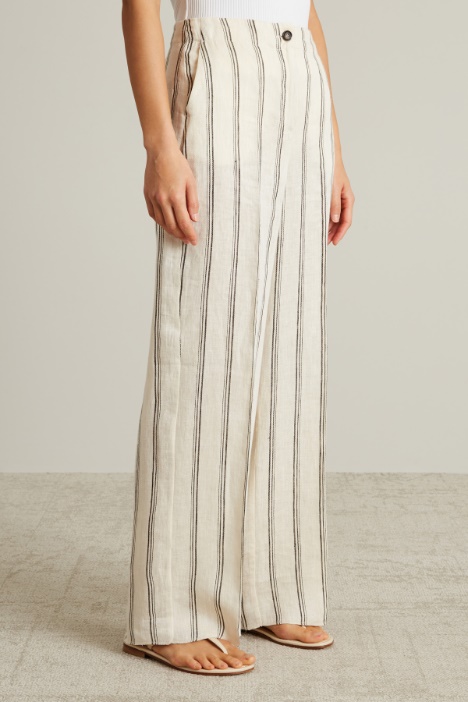 Pantaloni in lino con piega