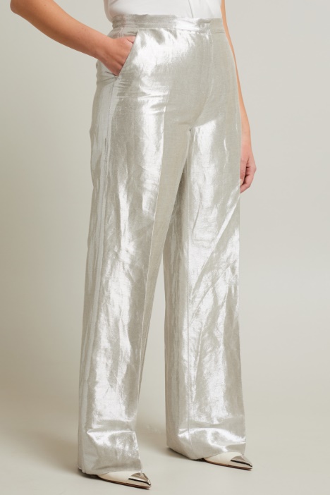 Pantaloni in twill lamé