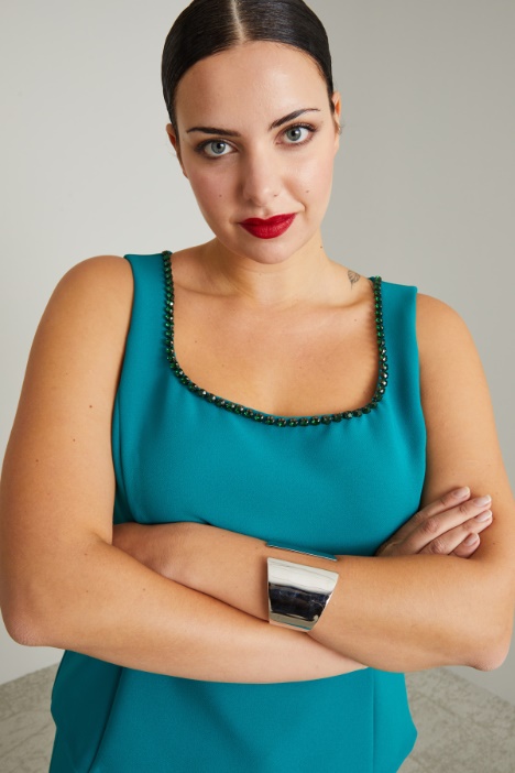 Top in cady con strass