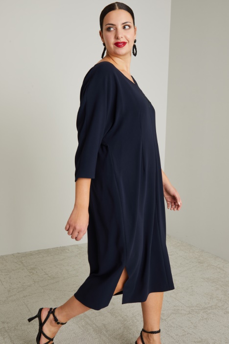 Abito dritto in cady con ricamo