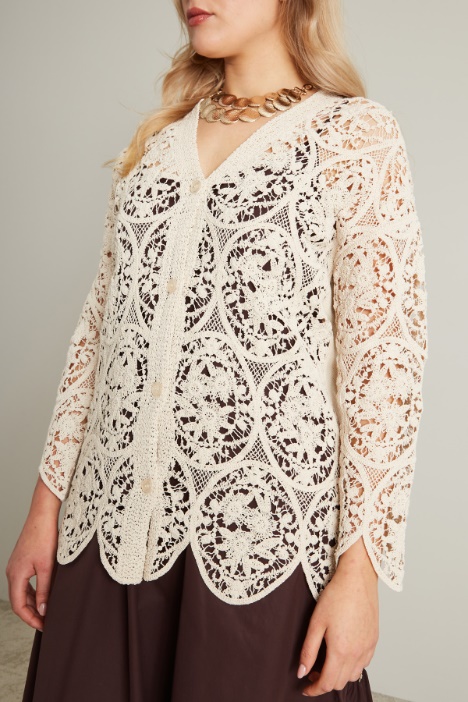 Cardigan con inserti in pizzo