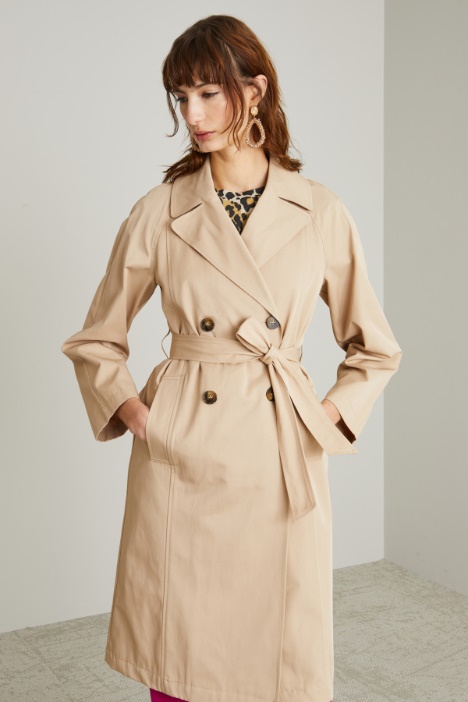 Trench doppiopetto in gabardina