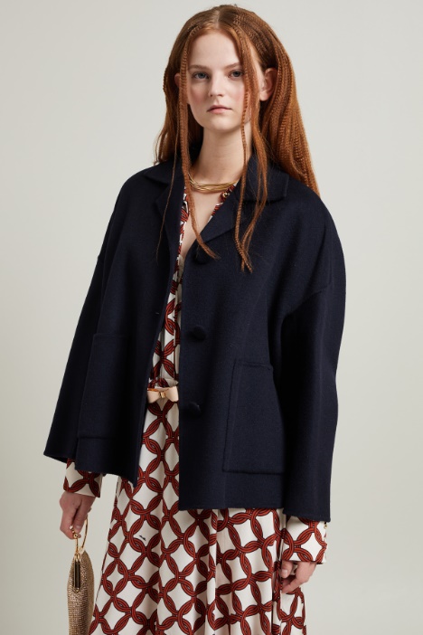 Caban monopetto in lana