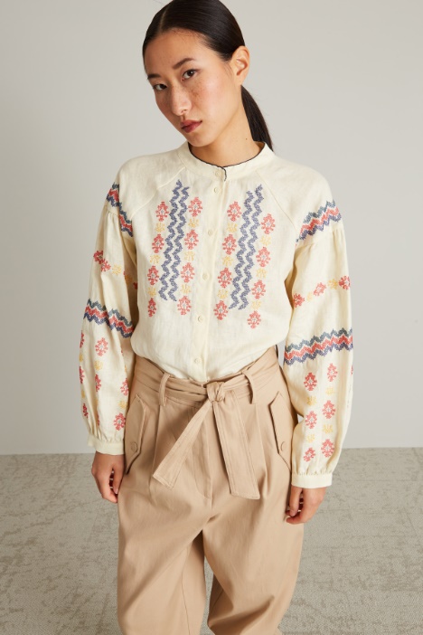Embroidered linen shirt Intrend