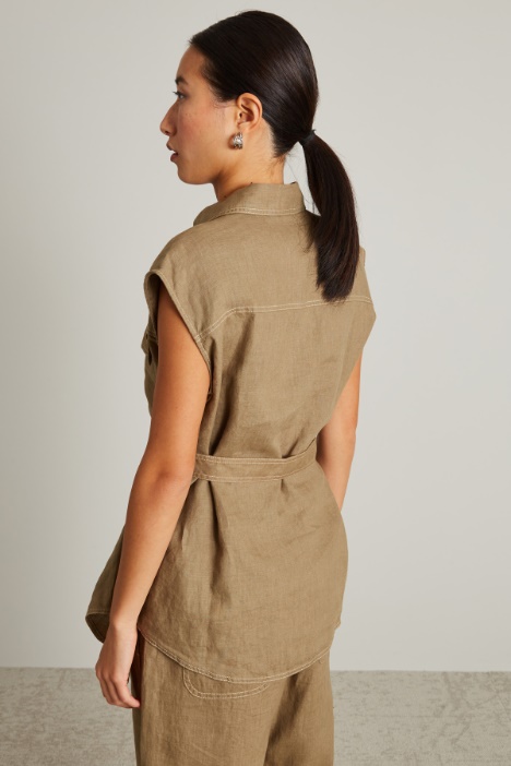 Camicia in lino con cintura
