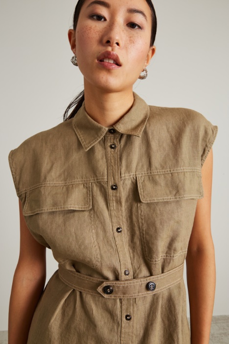 Camicia in lino con cintura