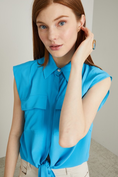 Top in crépe con nodo