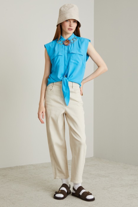 Crepe top with knot Intrend
