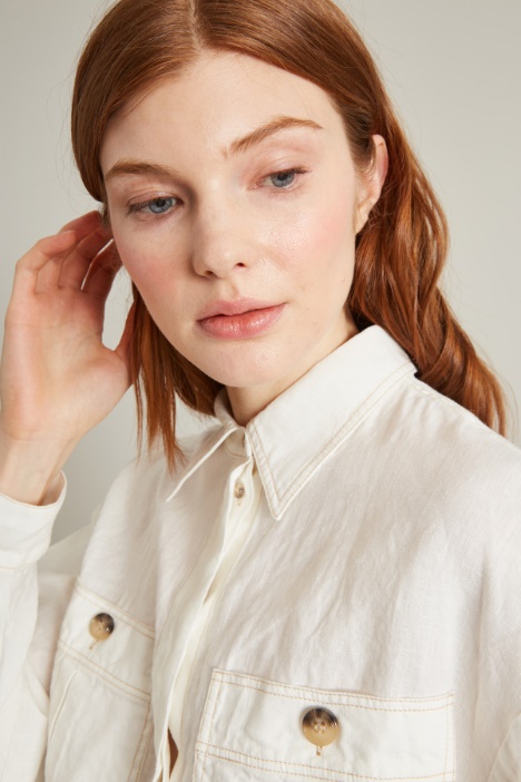 Camicia boxy in puro lino