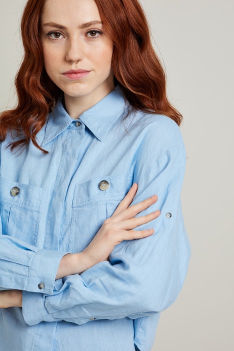 Camicia boxy in puro lino